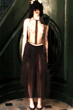 Load image into Gallery viewer, COMME DES GARÇONS "DARK ROMANCE" FW05 MESH TOP WITH LEATHER APPLIQUÉ