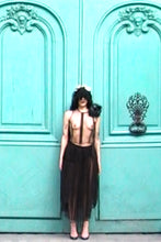 Load image into Gallery viewer, COMME DES GARÇONS "DARK ROMANCE" FW05 MESH TOP WITH LEATHER APPLIQUÉ