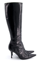 Load image into Gallery viewer, DOLCE&GABBANA BLACK EEL SKIN BOOTS S.38