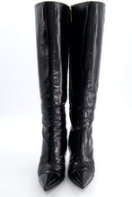 Load image into Gallery viewer, DOLCE&GABBANA BLACK EEL SKIN BOOTS S.38
