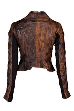 Load image into Gallery viewer, SS07 "WISHBONE" BROWN BURNED LEATHER RIDING JACKET