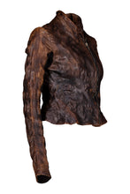 Load image into Gallery viewer, SS07 "WISHBONE" BROWN BURNED LEATHER RIDING JACKET