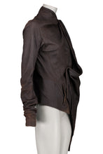 Load image into Gallery viewer, SS04 "QUEEN" DRAPED BLISTER LEATHER COAT
