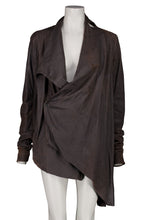 Load image into Gallery viewer, SS04 "QUEEN" DRAPED BLISTER LEATHER COAT