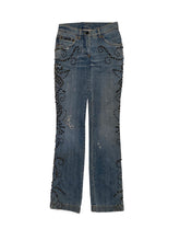 Load image into Gallery viewer, STUDDED DISTRESSED DENIM