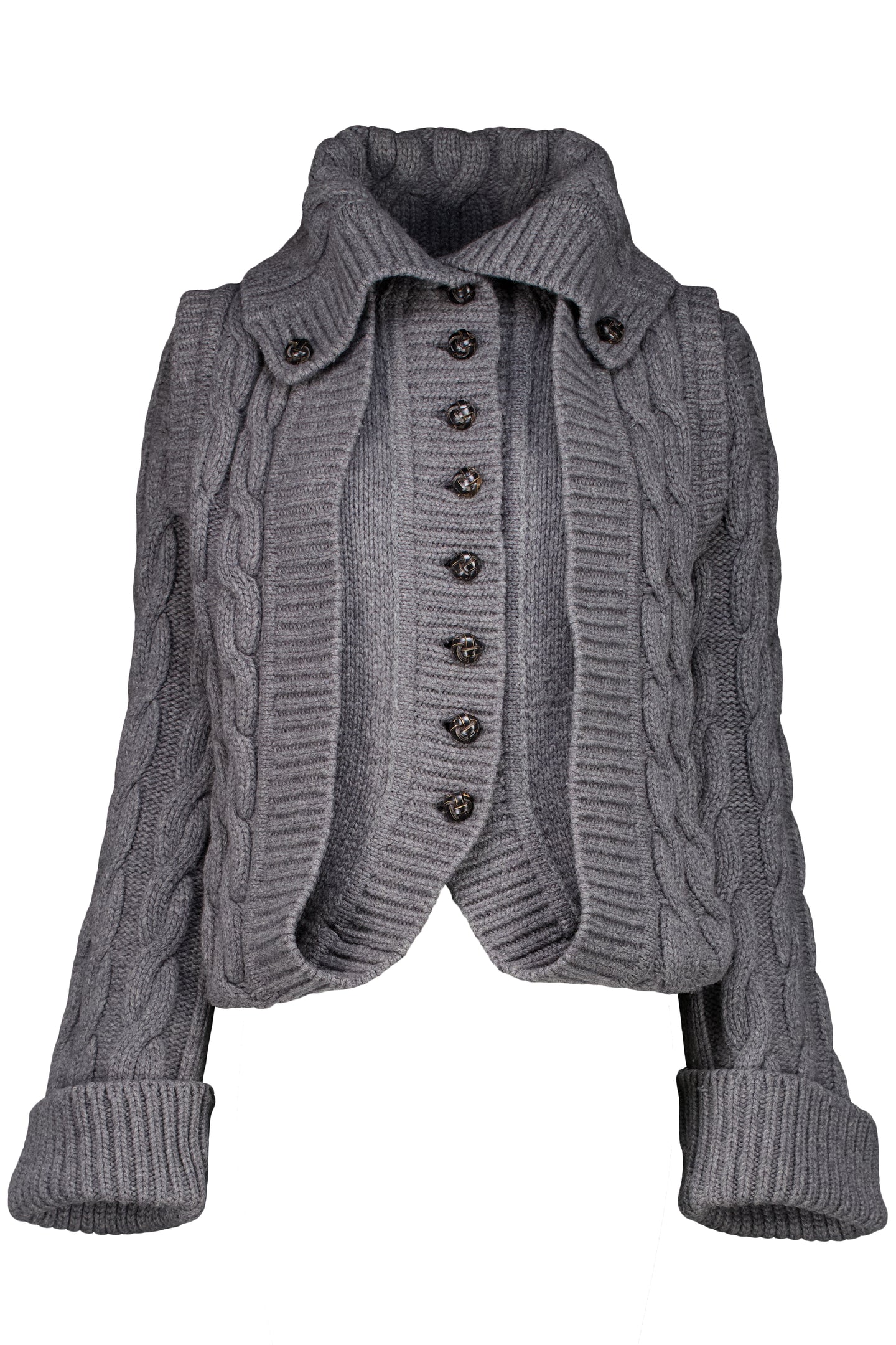 FW06 “THE WIDOWS OF CULLODEN” CABLE KNIT CARDIGAN – BURIED DEEP