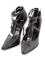 Load image into Gallery viewer, ALEXANDER MCQUEN FW98 &quot;JOAN&quot; POINTED TOE WRAP HEELS WITH WEBBED PUMP S.38
