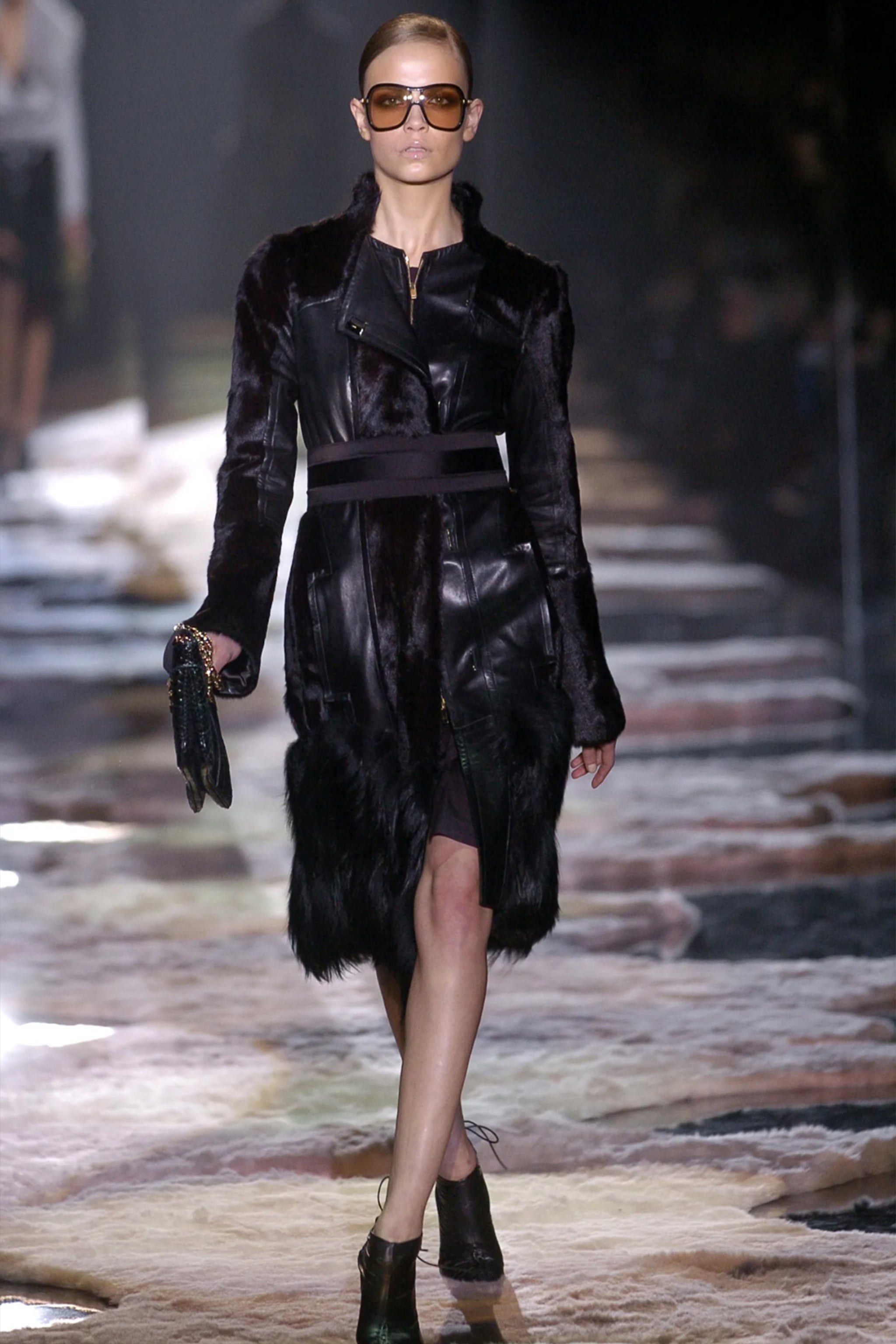 TOM FORD FW04 LEATHER AND FUR COAT – BURIED DEEP