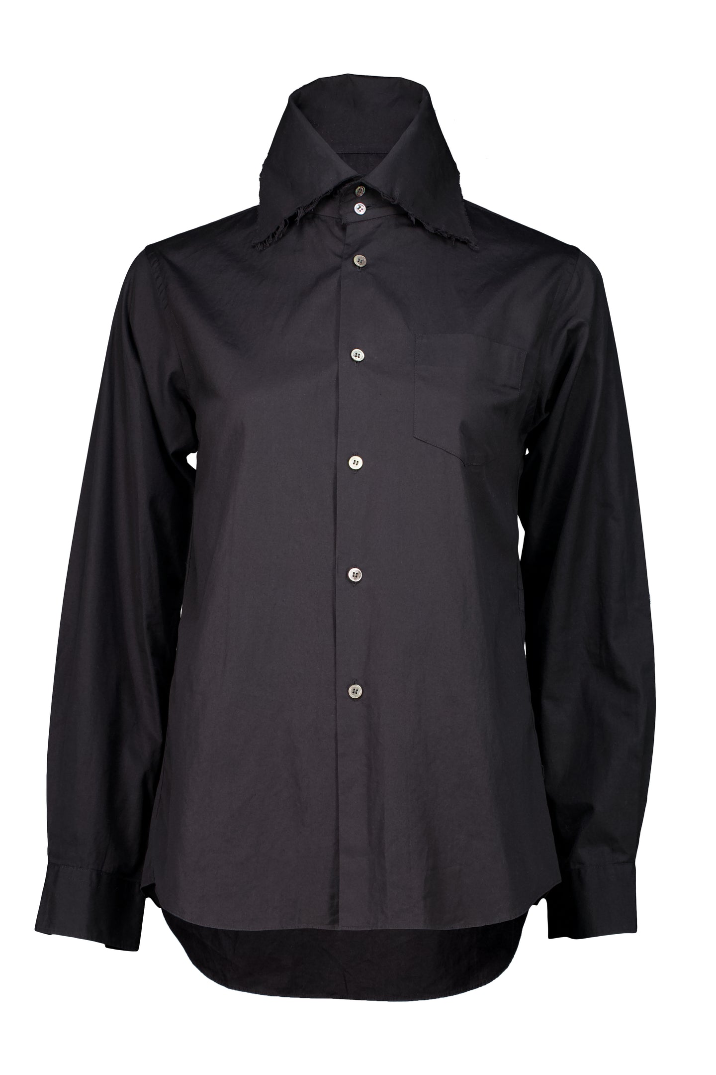 distressed dress shirt Distressed Seam Detail Shirt in Black SVRN