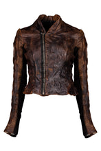 Load image into Gallery viewer, RICK OWENS SS07 &quot;WISHBONE&quot; BROWN BURNED LEATHER RIDING JACKET
