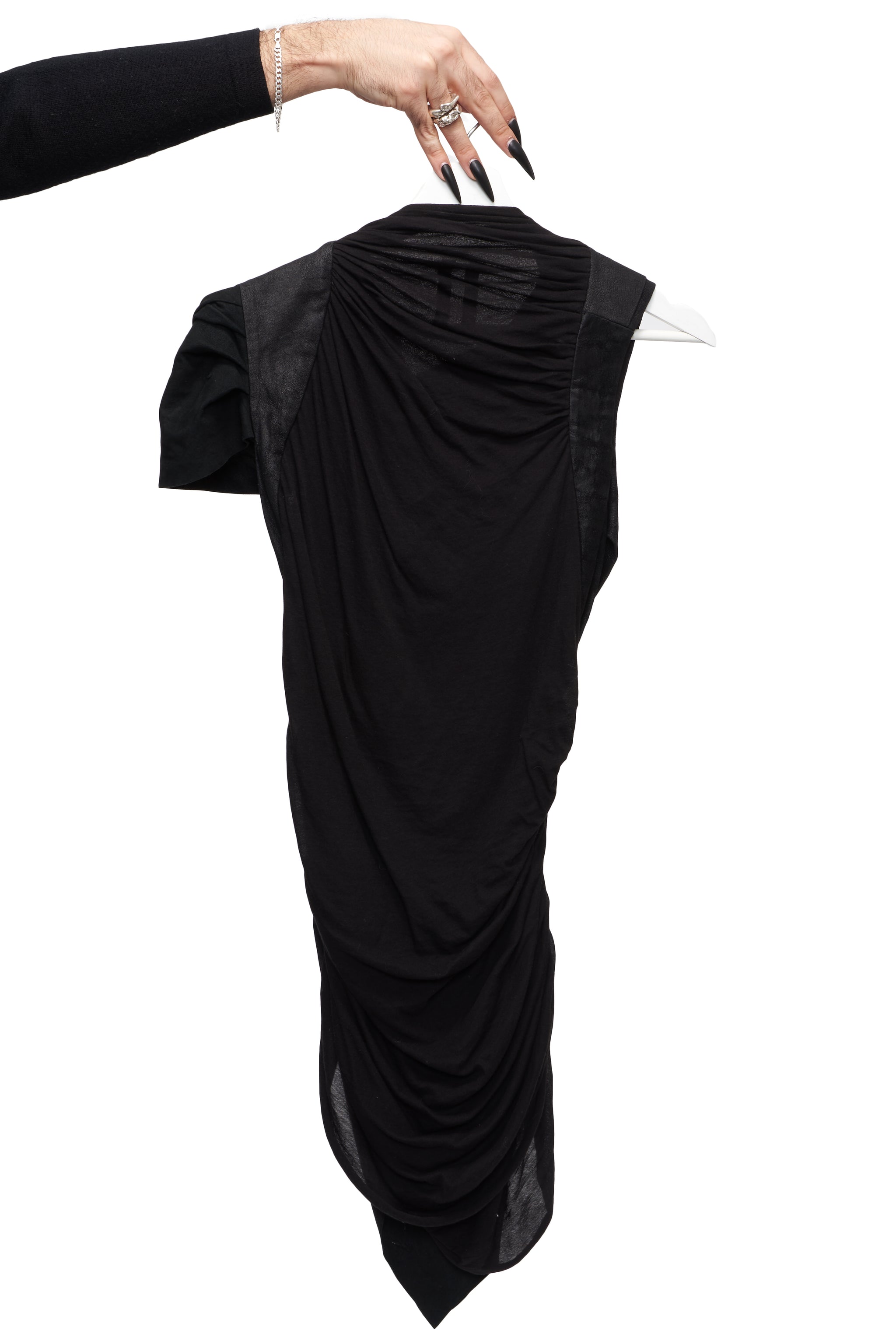SS10 'RELEASE' DRAPED LEATHER DRESS  BURIED DEEP