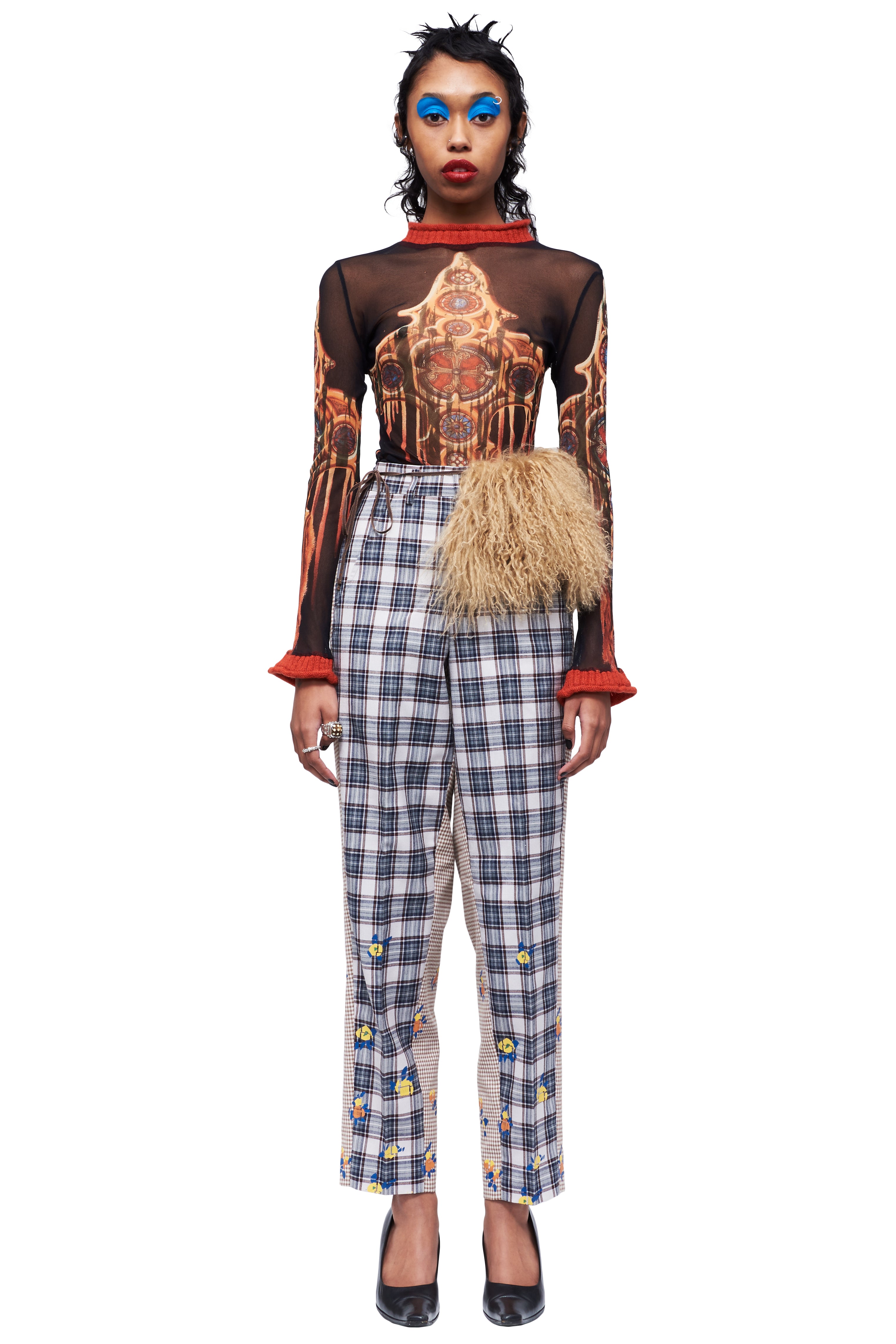 COMME DES GARÇONS HOMME PLUS PLAID AND FLORAL TROUSERS SS02