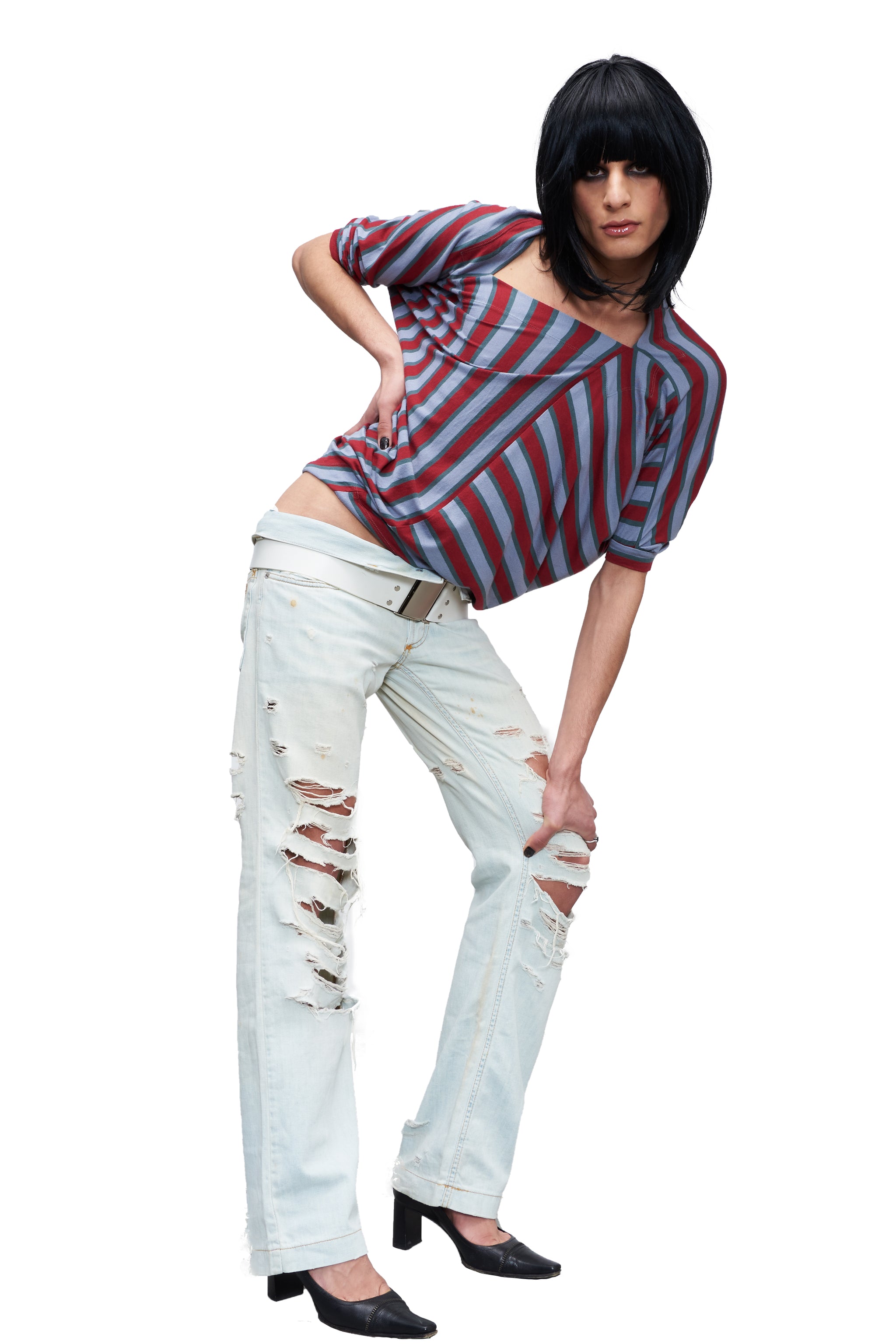 VIVIENNE WESTWOOD RED LABEL ASYMMETRICAL STRIPPED TOP